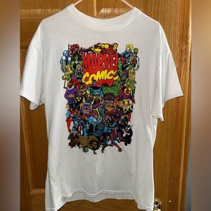 White Marvel Comics Graphic Logo Shirt Design